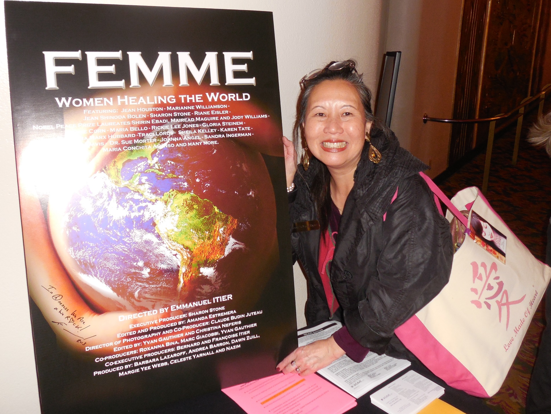 Teresa LeYung-Ryan with her trademark Love Made of Heart tote